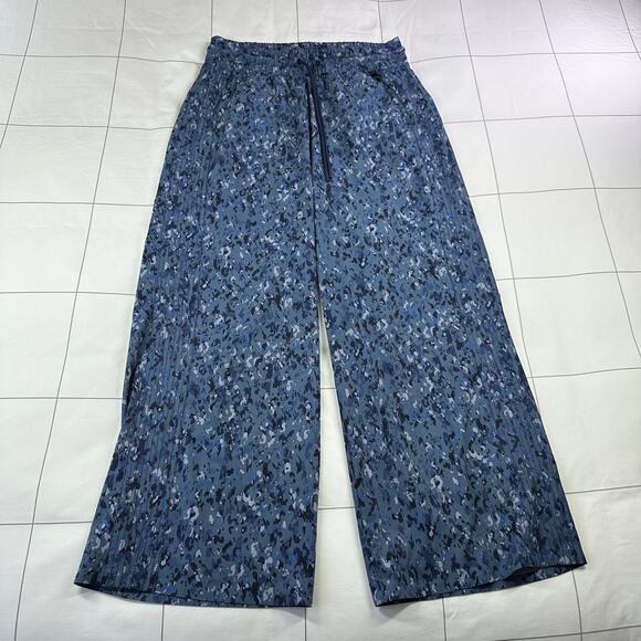 Athleta Pants Womens 2 Blue Avenue Wide Leg Crop Granite Speckle Pull On Travel - Picture 2 of 13